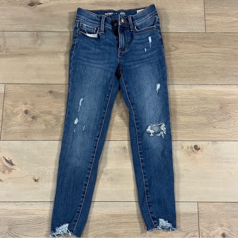 Old Navy Girls Rockstar 360 Stretch Ripped Jeggings Jeans